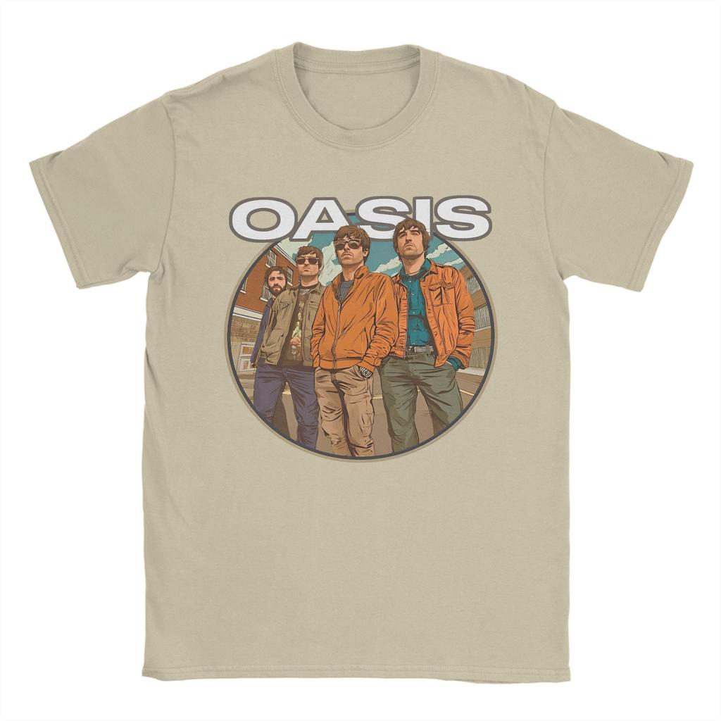 Стритвир O-Oasis Футболка с принтом рок-группы Мужская 100% Хлопок Короткий рукав Круглый вырез Летние топы