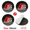 4Pcs 56mm Wheel Rim Hubcap Identity Overlay For Audi RS  B8 B9  S A3 8V A4A6 C7 C6 A5 Q3 Q5 Q7 A1 Motorsport Tuning Accessory