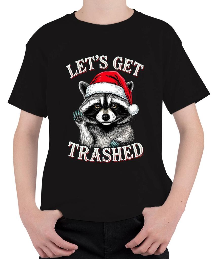 LET'S GET TRASHED Weihnachtswaschbär Weihnachtsmütze Party lustig Unisex Kinder