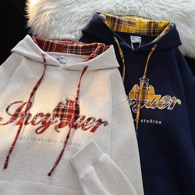 Женский свитшот Хлопок Оверсайз С капюшоном Флис Утепленный Свободный Круглый вырез Повседневный Пуловер С длинным рукавом Топ Свитшот