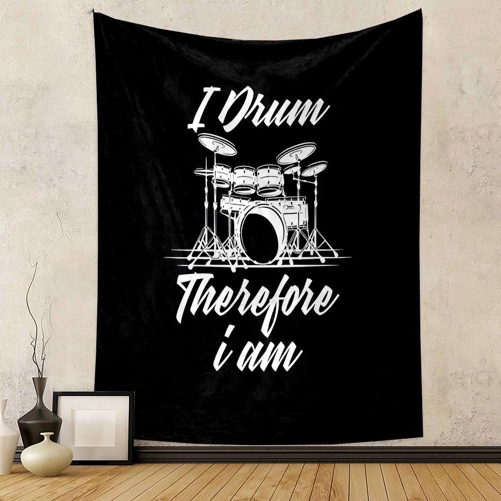 I Drum Therefore I Am Tapestry Design Patterned Tapestry Decorative Wall Hanging, Home Bedroom Living Room Decor