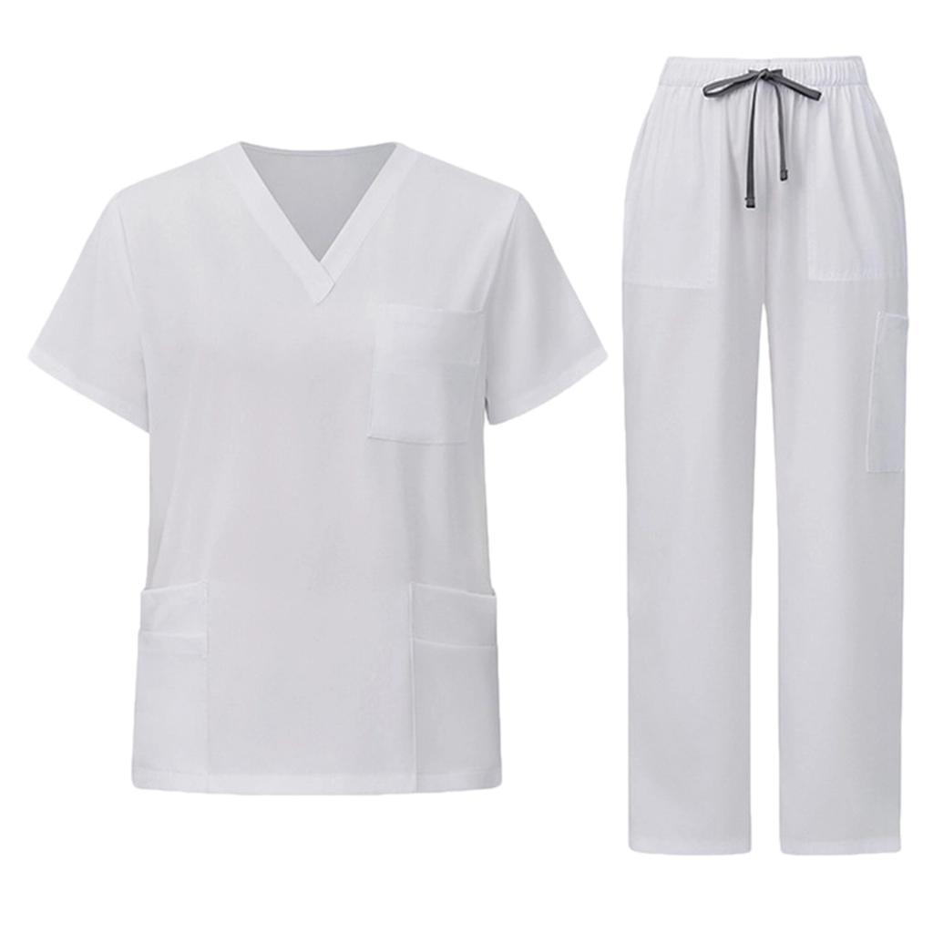 Unisex Loose And Comfortable V-neck Short Sleeved Pants Workwear Beauty Suit Protective Suit Set