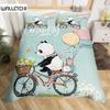 Panda King Full Bedidng Set Kids Romantic Bedding Set Cartoon Animal Duvet Cover Bicycle Balloon Dragonfly Polyester Quilt Cover