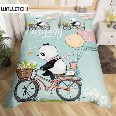 Полный комплект постельного белья Panda King для детей, романтический комплект постельного белья, пододеяльник с изображением животных из мультфильмов, велосипеда, воздушного шара, стрекозы, полиэстерового одеяла