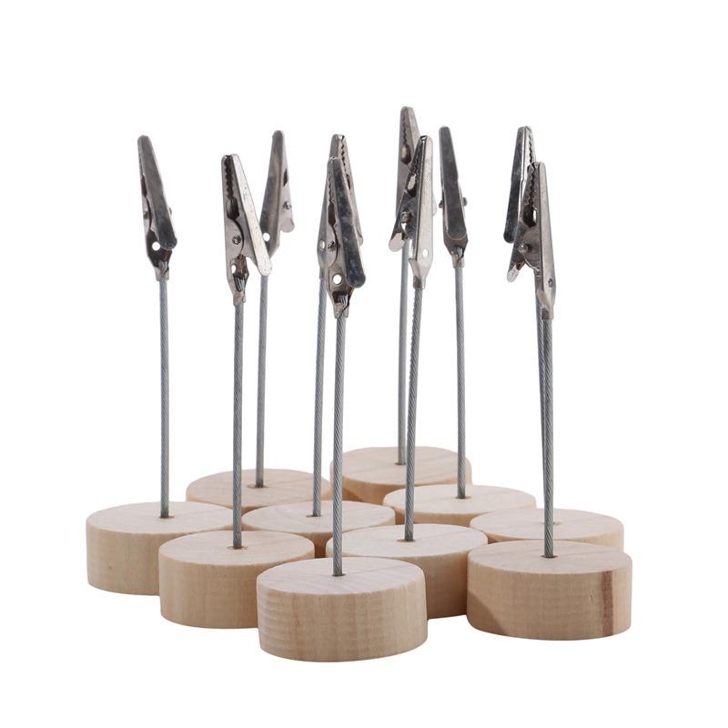 Новый портативный 10 шт./комплект деревянных держателей для карточек с указанием мест, держатели для карточек с указанием мест на свадьбу, настольные романтические фото-заметки, номера, имена, зажимы, основание