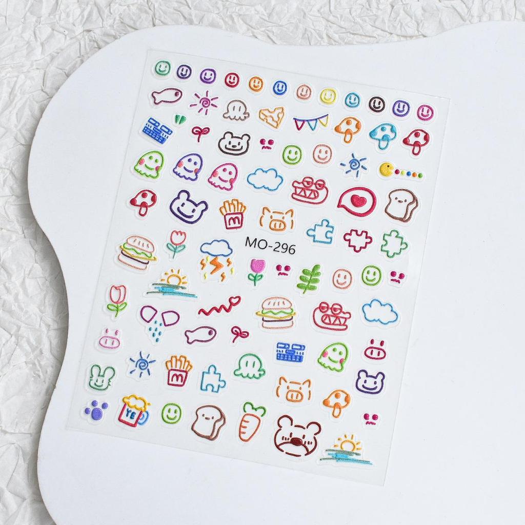 Nail Art Stickers: Sweet Graffiti Lines, Cute Patterns & Heart Decals