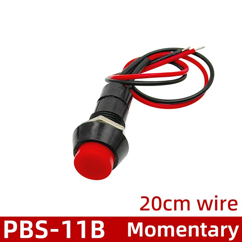 5PCS Self Locking / Reset 12mm Plastic Push Button Switch 2Pins Momentary Latching Switches with 20cm Wire Cable