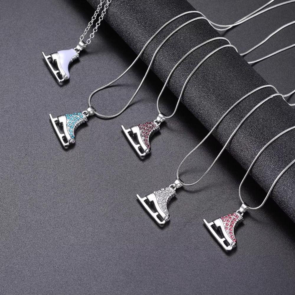 Choker Winter Ice Skate Shoe Necklace Sliver Color Figure Skating Pendant Winter Sport