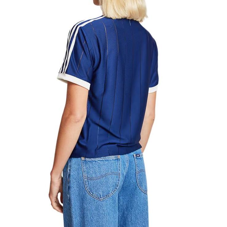 adidas Женская футболка Originals с 3 полосками, темно-синяя, IR7466
