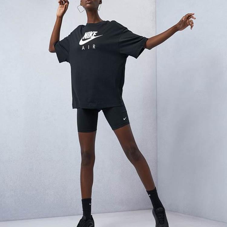 Nike Футболка свободного кроя с коротким рукавом и принтом логотипа Air, женская, черная DB3841-010