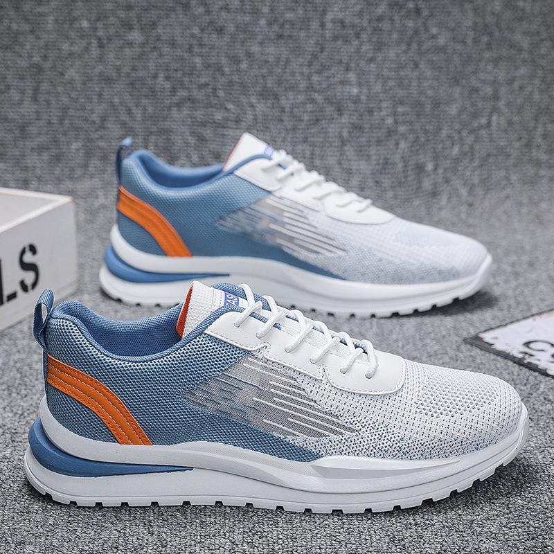 Мужская обувь 2024 новая летняя дышащая сетчатая обувь летающая тканая сетка повседневная универсальная молодежная беговая спортивная трендовая обувь