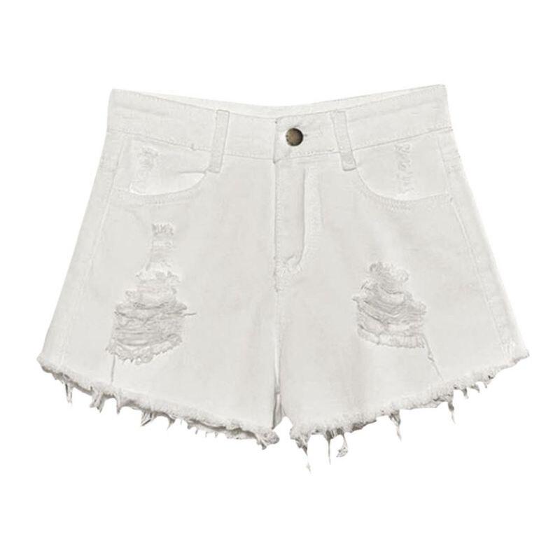 Fashion Sexy Women High Waist Ripped Hole Denim Jeans Shorts Fraying Edges Short Pants