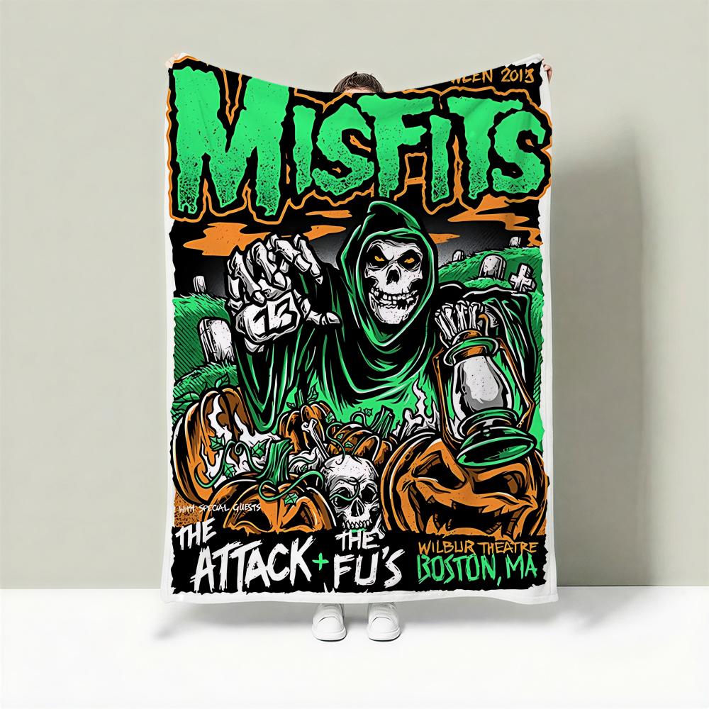 Band M-Misfits Throw Lightweight 240g Flannel Blanket Soft Skin-friendly for Summer Cooling