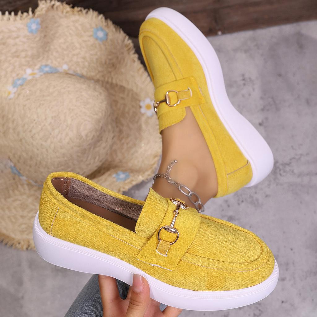 Женские лоферы с металлической пряжкой, слипоны для вождения в британском стиле, удобные мокасины на плоской подошве для женщин