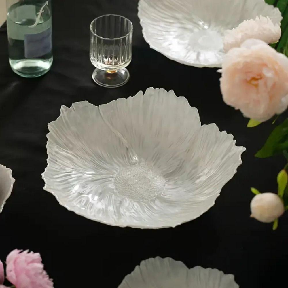 Versatile Fruit Plates Bowl Crystal Glass Candy Tray Modern Dessert Dish Kitchen
