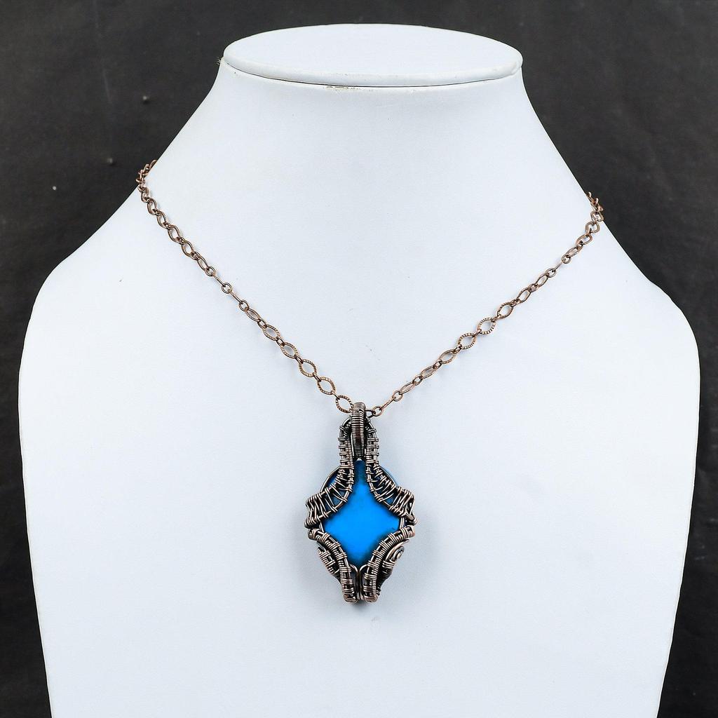 Кулон из бирюзы «Спящая красавица», подвеска из медной проволоки с драгоценными камнями, ювелирные изделия ручной работы из меди, уникальный кулон в подарок для нее, ювелирные изделия из проволоки