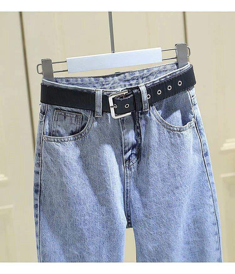 Женские джинсы с высокой талией, рваные, дымчато-серые - Корейский стиль, облегающие, прямые, брюки-гаремы