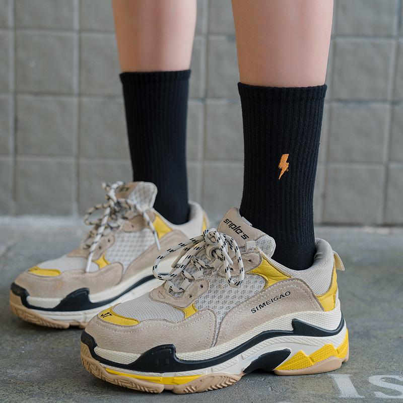 Popular Embroidery Cute Sun Cloud Moon Pattern Candy Color Socks Custom Women Girls Slouch Socks