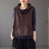 Ladies' Hooded Retro Knit Vest - 2024 Spring/Autumn Waistcoat Layered Top
