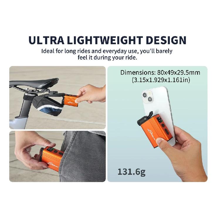 120 PSI Mini Electric Pump Portable Bicycle Cordless Air Inflator Presta Schrader Dunlop Clik Valve Cycling for MTB Road Bike