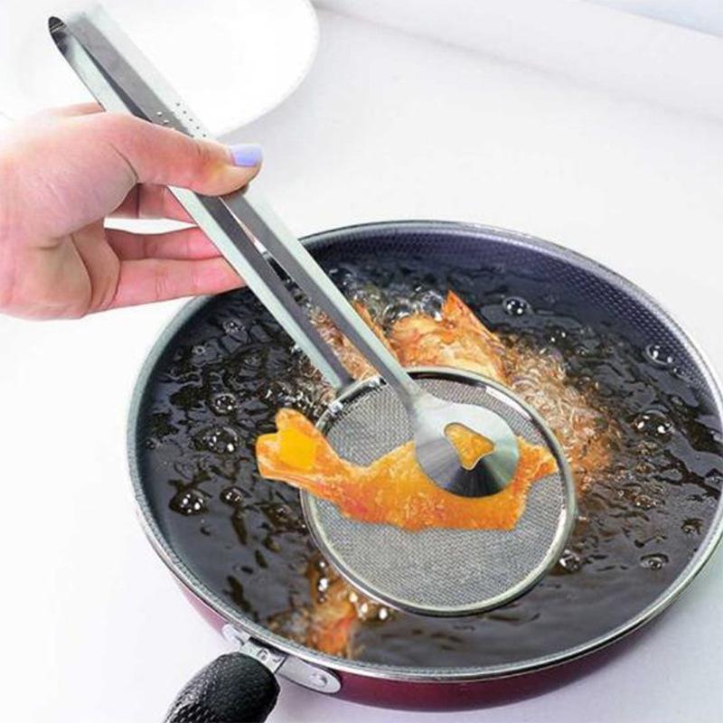 Kitchen Accessories Multifunction Stainless Steel Sieve Filter Spoon Fried Food Oil Strainer Clip Handheld Cooking Tools Gadgets