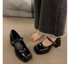 French Mary Jane Shoes Women's Thick Soles Thick Heels Square Shoes