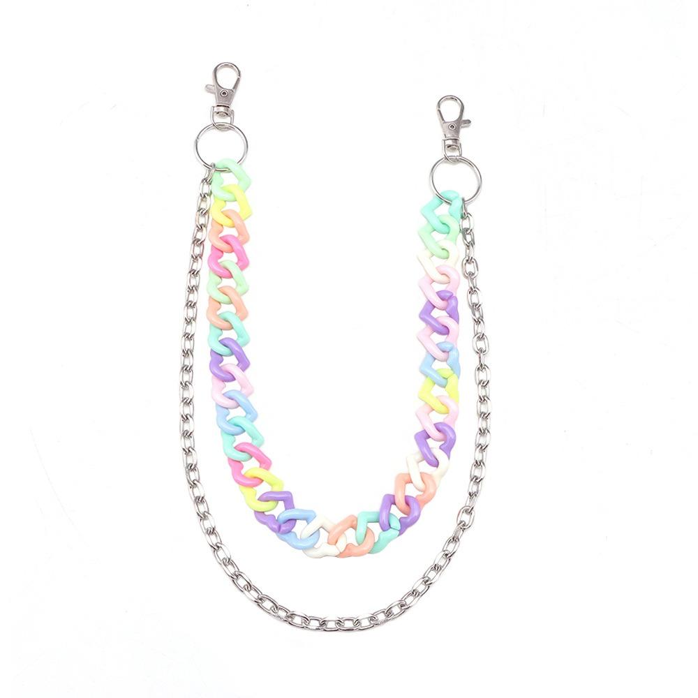 Double Layer Heart Waist Chain Rainbow Cross Pants Chain Resin Star Belt Chain Trousers
