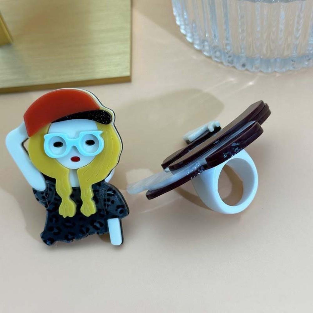 Waterproof Acrylic Abstract Ring Irregular Modern Lady Finger Circle Exaggerated Art Ring Daily