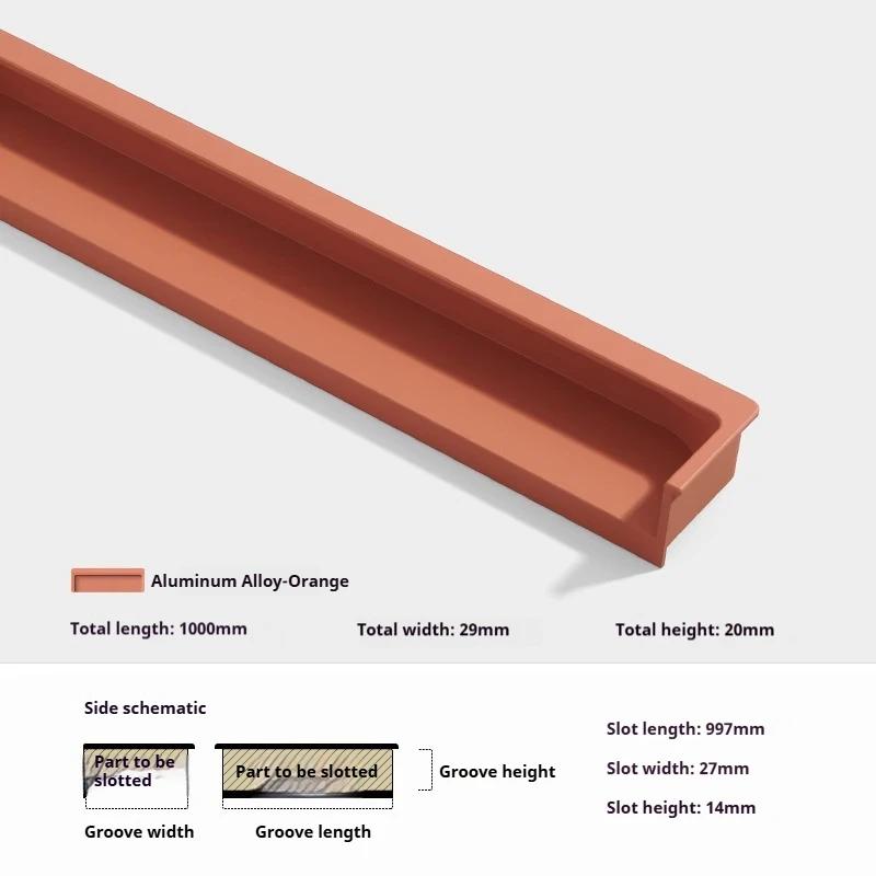 Light Luxury Morandi Same Color Dark Button Handle Skin Texture Slotted Embedded Cabinet Door Handle Drawer Cabinet Door Handle