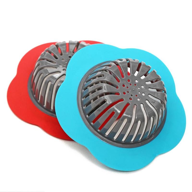 Silicone Sink Strainer Flower Shaped Shower Sink Drains Cover Sink Colander Sewer Hair Filter Kitchen Accessories