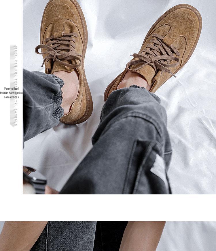 Мужские замшевые повседневные кеды на весну 2025 года с круглым носком 8004-R