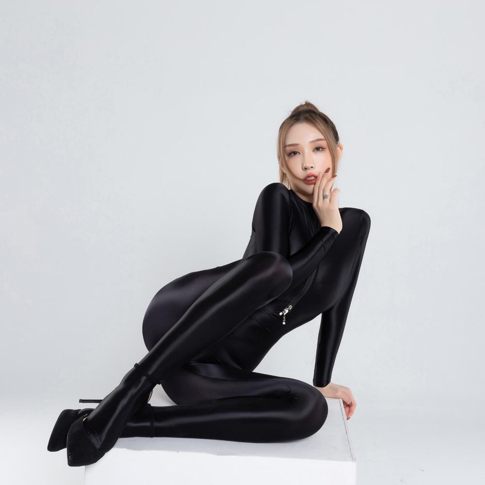 Блестящий Прозрачный Боди-трико с Длинным Рукавом, на Молнии, с Открытой Промежностью, Сетчатый Боди-трико, Клубный Наряд, Нижнее Белье