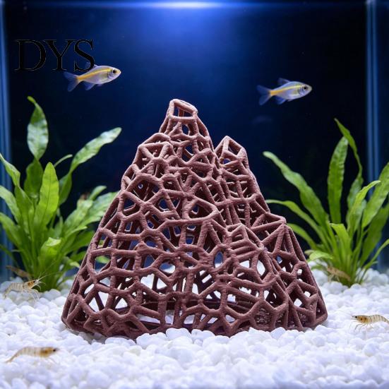 Пластиковый Декор Горы, Укрытие для Креветок в Аквариуме, Полая Гора 3D-Печати, Маленький Аквариум для Укрытия Петушка, Пещера-Укрытие