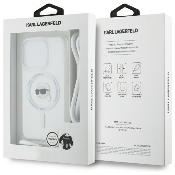 Karl Lagerfeld Klhmp16Lhckhnt Iphone 16  Pro 6.3 Hardcase Transparent Crossbody Iml Karl Head Magsafe