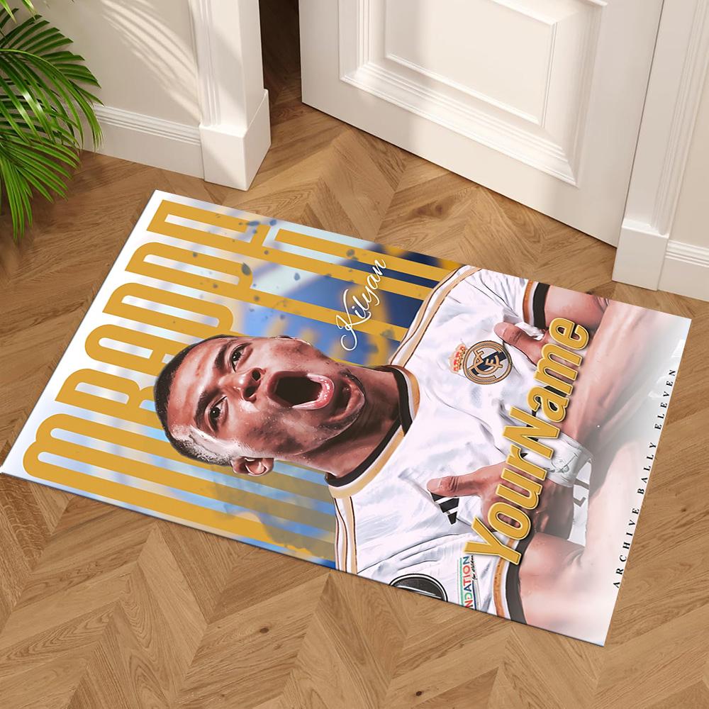 Mbappe Customize Your Name Area Rug Suitable for Study room Playrooms Foyer Balcony Anti-slip Rug Anime Office Decor Perfect Gift for Friends & Family