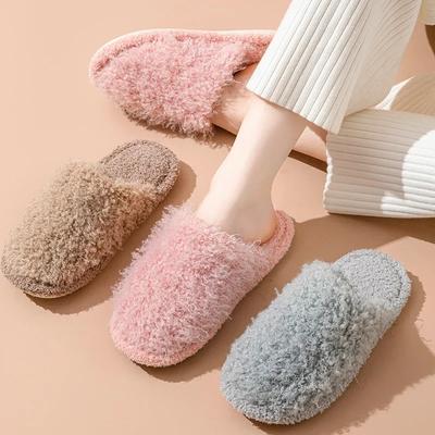Модные женские тапочки 2024 Новые осенне-зимние валяные хлопковые плюшевые с плоским носком Комфортные теплые легкие домашние тапочки на плоской подошве из хлопка