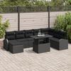 VidaXL Ensemble de Canapé de Jardin 9 pièces avec Coussins Noir Rattan Poly 3348699