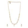 Estele 24k Gold Plated Oval Rings and Austrian Crystal Necklace Set for Women