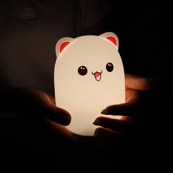 Милый силиконовый ночник с животными, функция автоматического выключения, затемняемый, перезаряжаемый, 7 цветов, детская лампа, прикроватное украшение