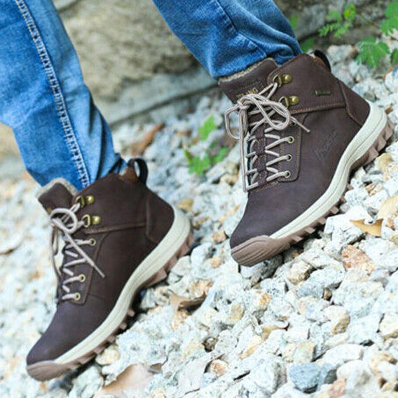Мужские зимние теплые зимние ботинки на меховой подкладке, ботинки на шнуровке, уличные альпинистские, прогулочные, водонепроницаемые кроссовки