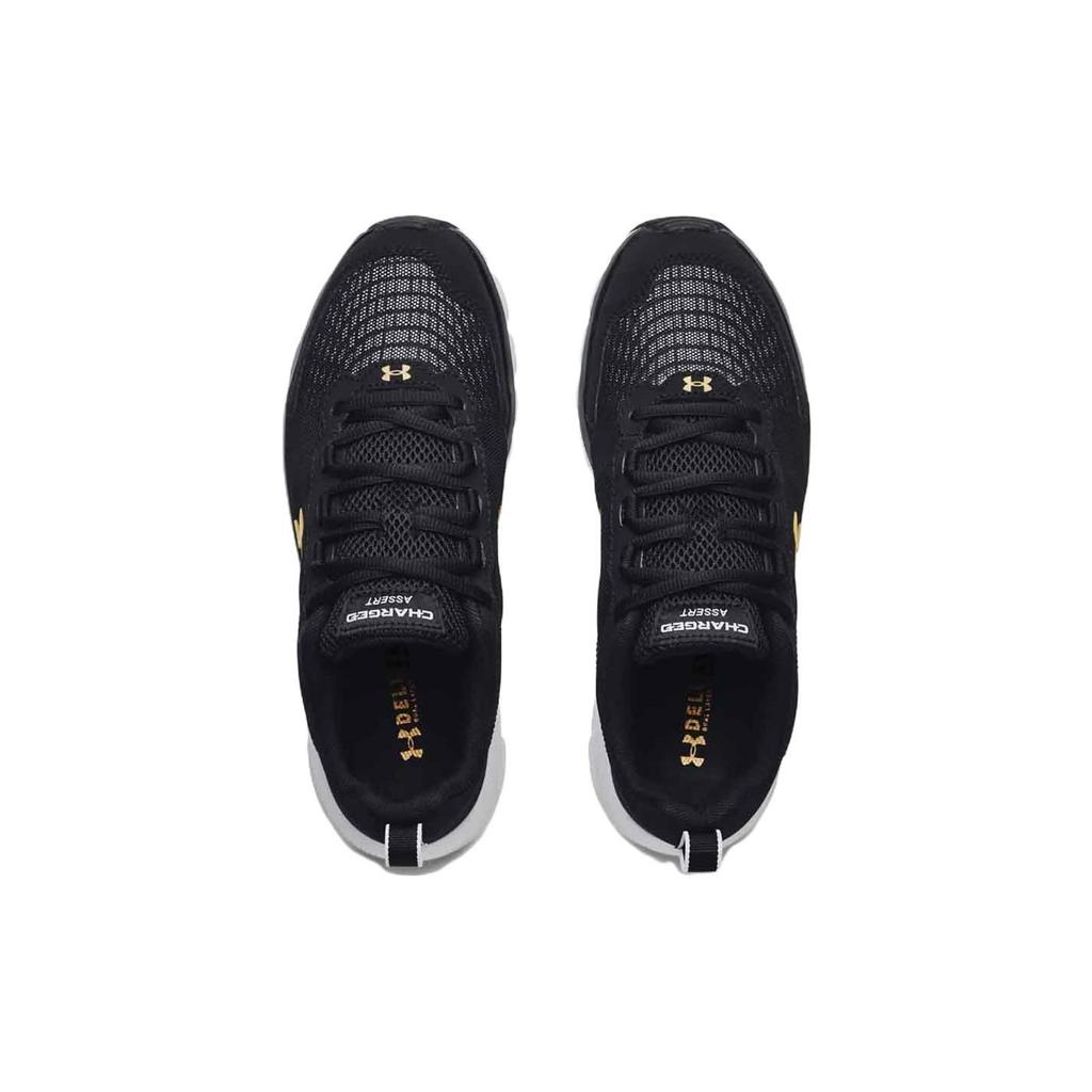 Under Armour Charged Assert 9 Comfortable Fabric Low Top Casual Running Shoes Men Sneakers Black Gold 3025705-007