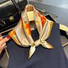 Ethnic style, niche design sense, elegant printing square scarf, decorative small scarf, high-end sense, trendy temperament, silk silk scarf