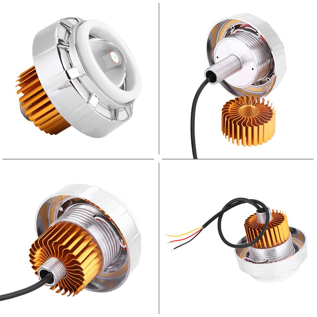 Мотоциклетная светодиодная фара Проекторная линза Двойной ангельский и дьявольский глаз Круглая СиняяКрасная