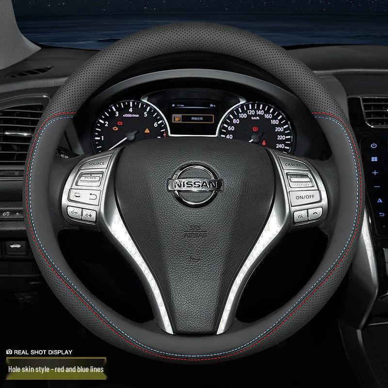 Натуральная кожа Рулевое колесо Покрытие для Nissan Sylphy, Sunny, Qashqai, Teana, Tiida, Kicks, Livina, X-Trail