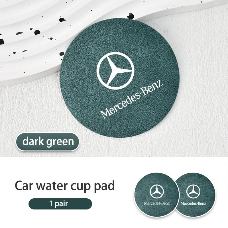 CEV5   Suede Car Coaster Water Cup Holder Anti-Slip Pad Accessories For Benz AMG A C E S G Class W201 W210 W108 W204 W205 W203