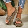 Summer Holiday Printing Women Slippers Vacation Travel Beach Double-buckle Sandals Platform Home Slippers Plus Size 42
