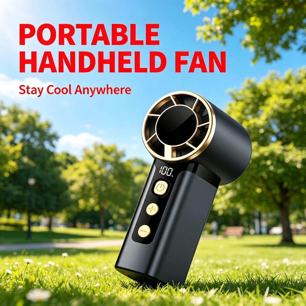 Ventilador de mano portátil con compresa fría, recargable y silencioso con pantalla digital