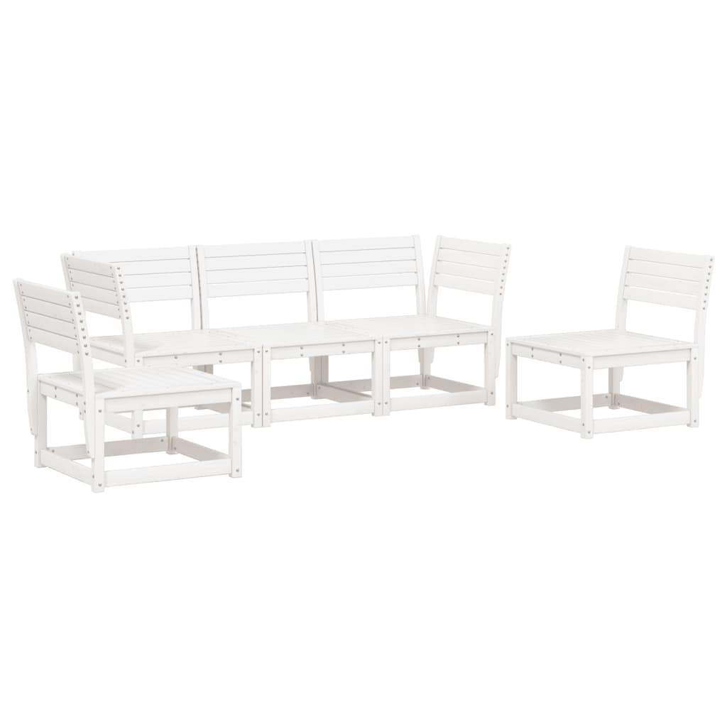 5 Piece Garden Sofa Set White Solid Pine Wood