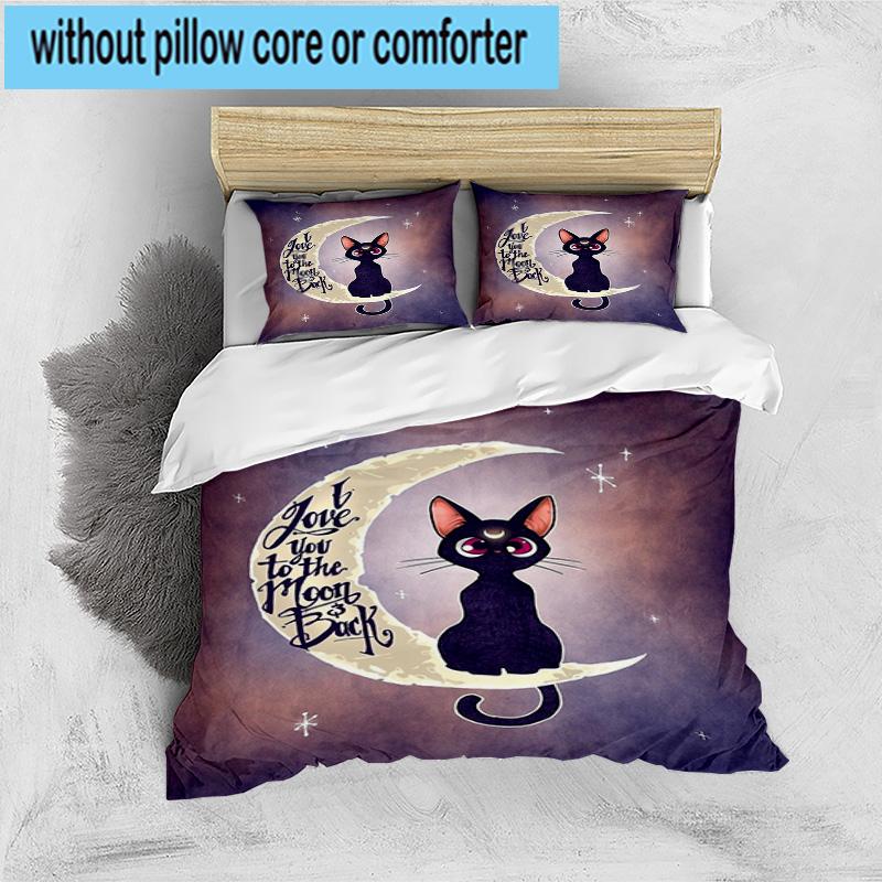 3PCS Lunar Cat Magic Night 3pcs Bedding,Including 3PCS Duvet Cover And 2pcs Pillowcases Perfect for Christmas,Ideal for Bedroom, Dormitory
