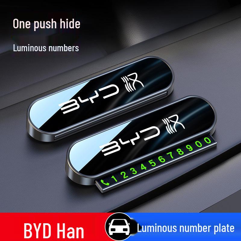 Скрываемая номерная табличка для парковки с лазерной гравировкой для BYD Han EV/PRO/PLUS